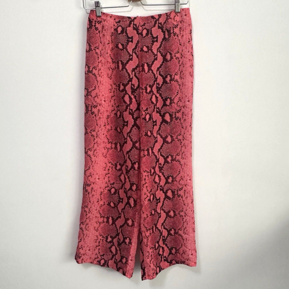 SuperDown Pink Python Print Crop Pants‎ S Trendy Thin Zipper Party Barbiecore